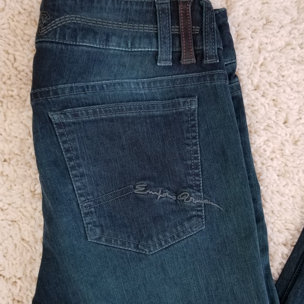 EMPORIO ARMANI straight jeans green wash fading 26